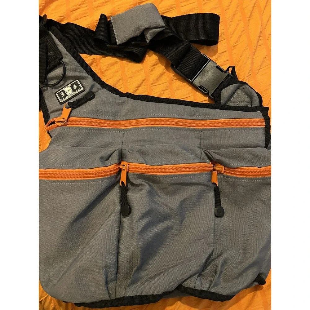 Diaper Dude Diaper Bag Gray Messenger Bag Crossbody Orange Zippers